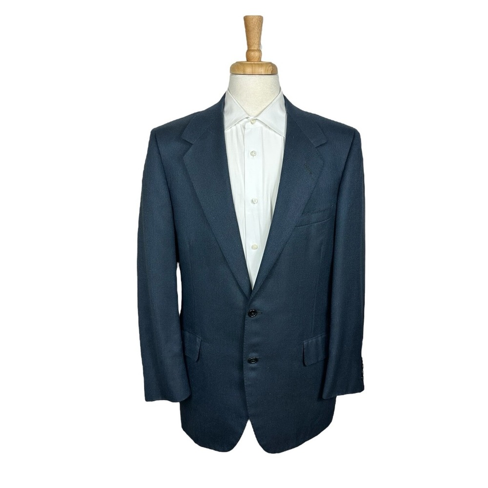 Oxxford Clothes Blue Patterned Pure Wool Mens Half Lined Blazer 41L Onwentsia